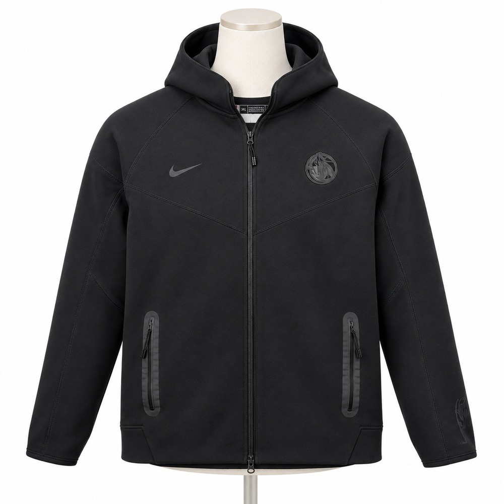 Nike 3XL Tall Dallas Mavericks Tech Fleece Full Zip Hoodie Black NBA Tonal Logo
